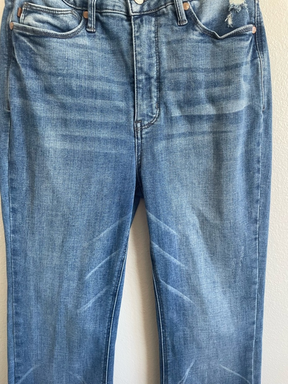 Judy Blue Women’s 7/28 Flare Jeans Medium Wash Stretch Denim Side Slit - Picture 5 of 12